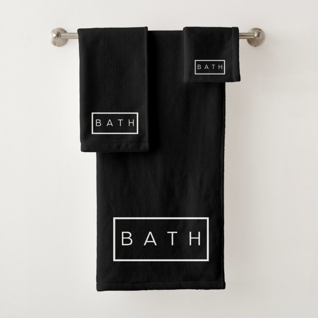 Modern Black and White Minimalist Bath Towel Set (Insitu)