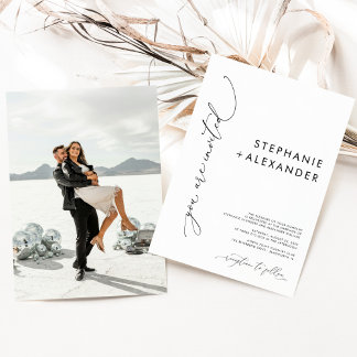Modern Black and White Minimalist Photo Wedding    Invitation