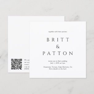 Modern Black and White Minimalist QR Code Wedding Invitation