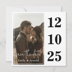 Modern Black and White Minimalist Save The Date