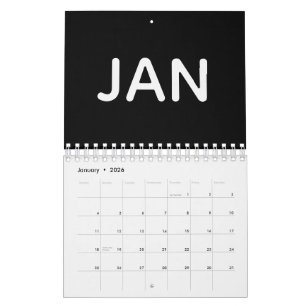 Modern Black and White Minimalist Typography Calendar