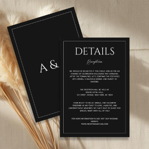 Modern black and white minimalist wedding details enclosure card