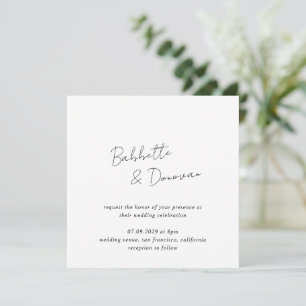 Modern Black and White Minimalist Wedding Invitation