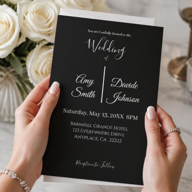 Modern Black and white minimalist wedding Invitation (Creator Uploaded)