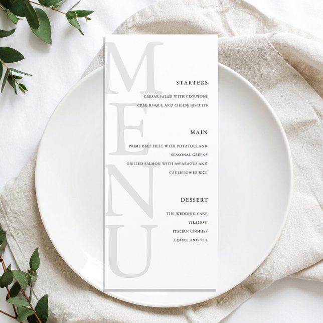 Modern Black and White Minimalist Wedding Menu (Creator Uploaded)