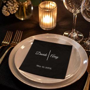 Modern Black and white minimalist wedding Napkin