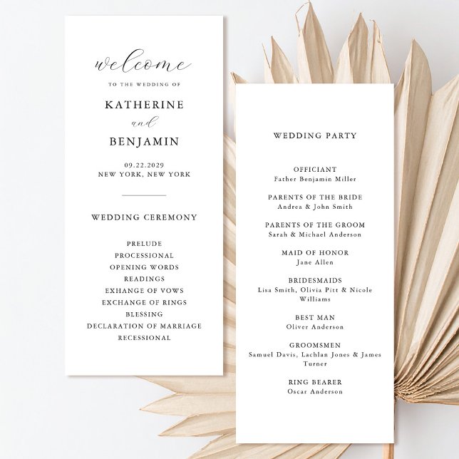 Modern Black and White Minimalist Wedding Programme (Creator Uploaded)