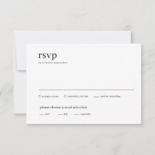 Modern Black and White Minimalist Wedding RSVP Card