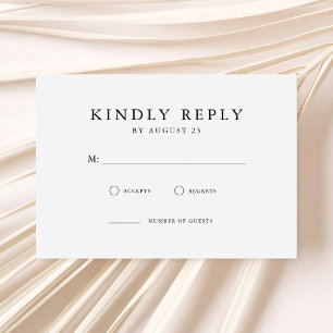 Modern Black and White Minimalist Wedding RSVP Card