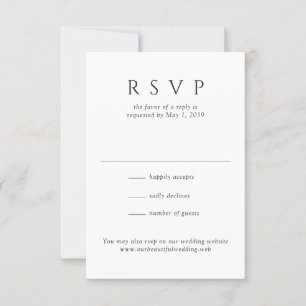 Modern Black and White Minimalist Wedding RSVP Card