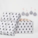Modern Black and White Minimalistic Christmas Tree Wrapping Paper<br><div class="desc">Beautiful and elegant black and white Christmas tree wrapping paper perfect for those who like a simple and minimalist aesthetic. The Christmas trees have a tiny gold copper coloured star. So pretty! See coordinating items in our shop,  Enchanted Finch.</div>