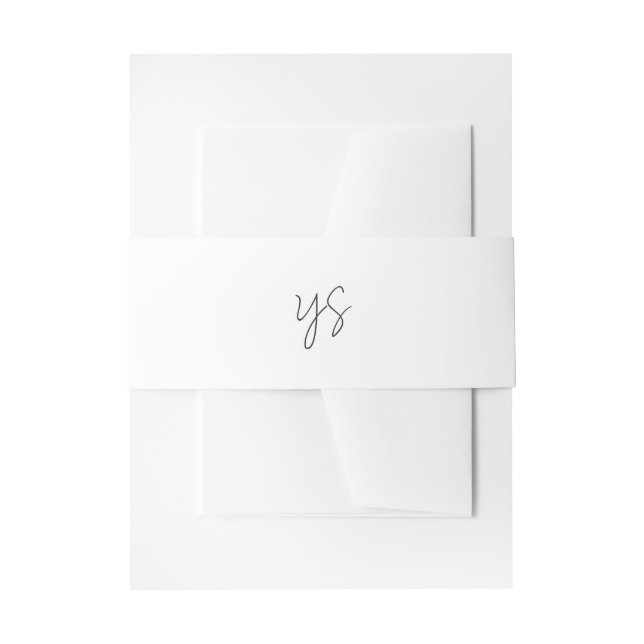Modern Black and White Monogram Chic Wedding Invitation Belly Band (Front Example)