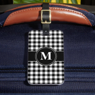 Modern Black And White Monogram Luggage Tag