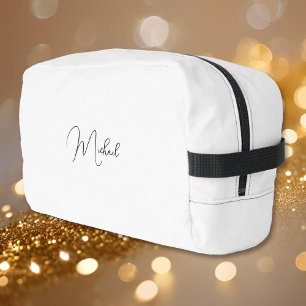 Modern Black and White Monogram Mens Womens Travel Dopp Kit