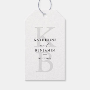Modern Black and White Monogram Minimalist Wedding Gift Tags