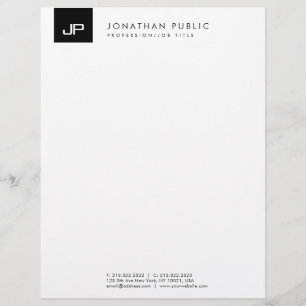 Modern Black And White Monogram Simple Template Custom Letterhead
