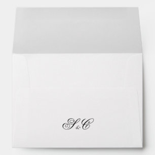 Modern Black and White Monogram Wedding Envelope