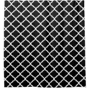 Modern Black and White Moroccan Quatrefoil Pattern Shower Curtain