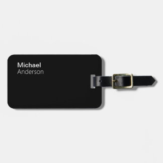Modern Black And White Name Address Luggage Tag