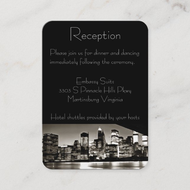 Modern Black and White New York at Night Enclosure Card (Front)
