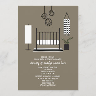 Modern Black and White Nursery Baby Shower Invitation