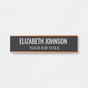 Modern Black and White Office Employee Desk Name Door Sign