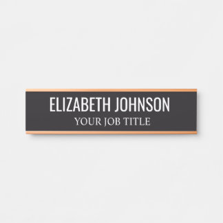 Modern Black and White Office Employee Desk Name Door Sign