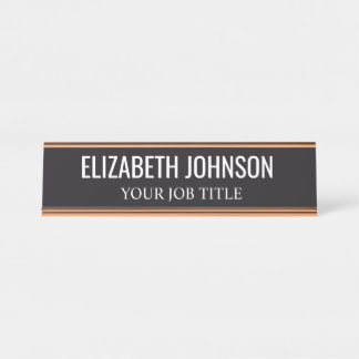 Modern Black and White Office Employee Desk Name Plate