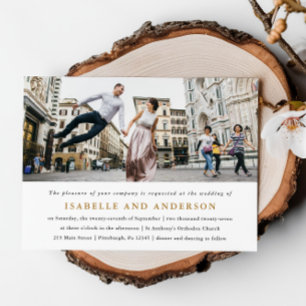 Modern Black and White One Photo Wedding Invitation