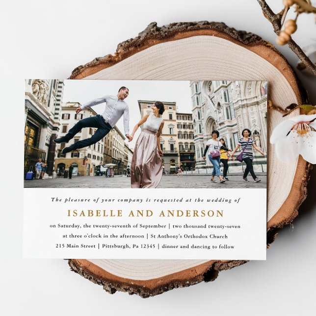 Modern Black and White One Photo Wedding Invitation (Creator Uploaded)