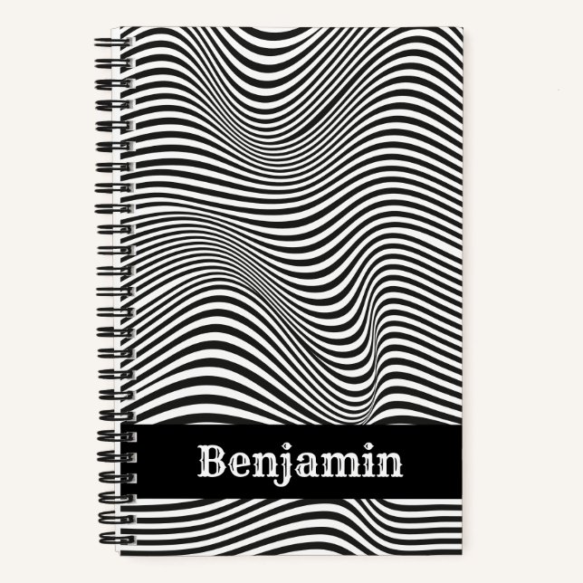 Modern Black And White Op Art  Notebook (Front)