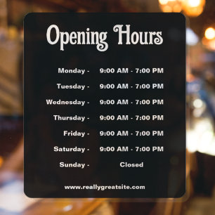 Modern Black and White Open Hours Time 