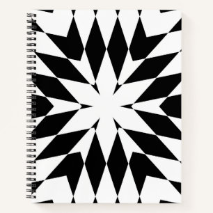 Modern Black and White Optical Illusion Geometric Notebook