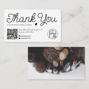 Modern black and white order thank you Qr code Business Card