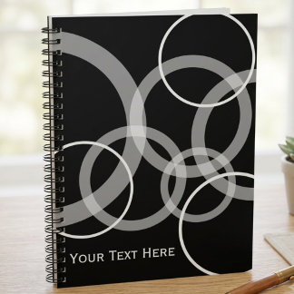 Modern Black and White Overlapping Circles Notebook