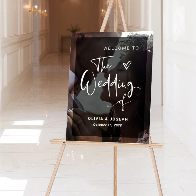 Modern Black and White Overlay | Photo Wedding Acrylic Sign (Creator Uploaded)