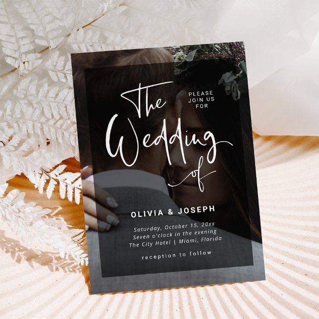 Modern Black and White Overlay | Photo Wedding Invitation (Creator Uploaded)