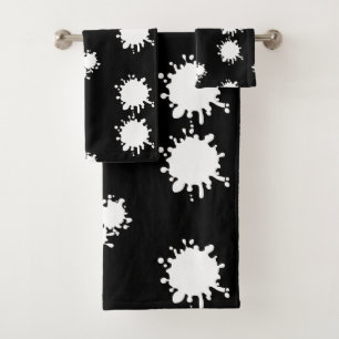 Modern Black And White Paint Splatter Bath Towel Set