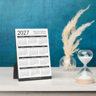 Modern Black and White Personalised 2027 Calendar Plaque