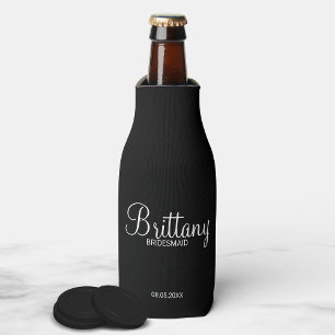 Modern Black and White Personalised Bridesmaids Bottle Cooler