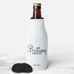 Modern Black and White Personalised Bridesmaids Bottle Cooler