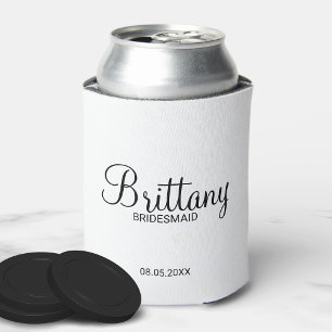 Modern Black and White Personalised Bridesmaids Can Cooler