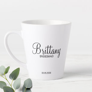 Modern Black and White Personalised Bridesmaids Co Latte Mug