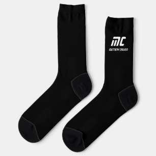 Modern Black and White Personalized Monogram Socks