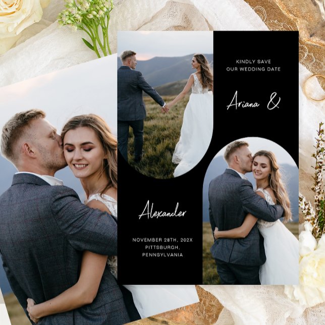 Modern Black and White Photo Arch Wedding Save The Date (Creator Uploaded)