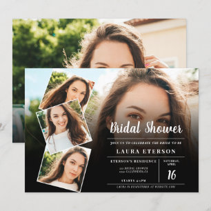 Modern black and white photo bridal shower invitation