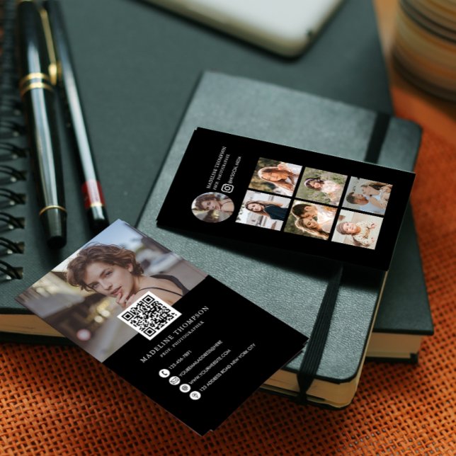Modern Black and White Photo Collage Photographer  Business Card (Creator Uploaded)