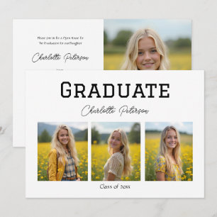 Modern Black and White Photo Graduation Invitation