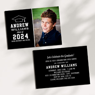 Modern Black and White Photo Graduation Party Invitation