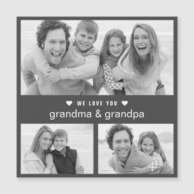 Modern Black and White Photo Magnet Card (Front)